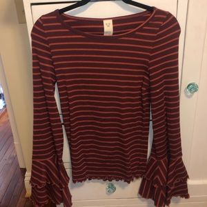 FREE PEOPLE red & pink long sleeve